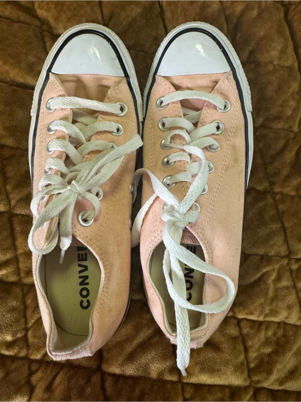 Converse Low Top Canvas Sneakers - Light Pink with White Trim